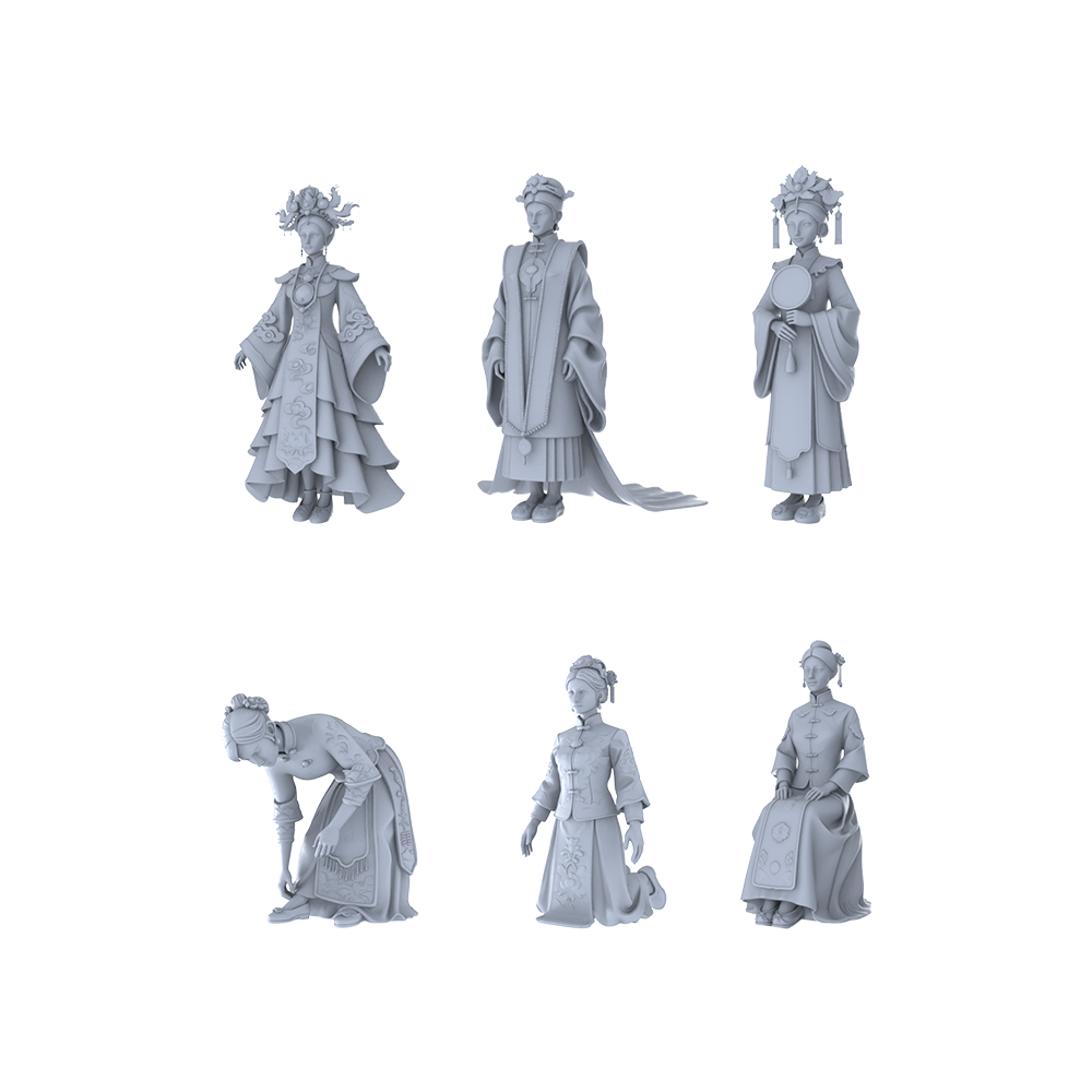 Yao's Studio LYTR265 Chinese Bride Hexad Resin Miniature Model 6-Figure Set, Unpainted Traditional Wedding Figures, DIY Painting Scene Decoration Miniatures Diorama Resin Figures 3D Printed Resin Model Kit by SSMODEL