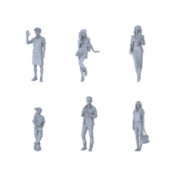 MRY-SFW LYTR549 Modern Street Casual People Daily Group of 6 Miniature Car Diorama Figures Scene Props Accessories Resin 3D Printed Resin Model Kit by SSMODEL