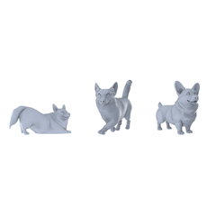 MRY-SFW LYTR534 Modern Welsh Corgis Pose Group of 3 Miniature Car Diorama Figures Scene Props Accessories Resin 3D Printed Resin Model Kit by SSMODEL
