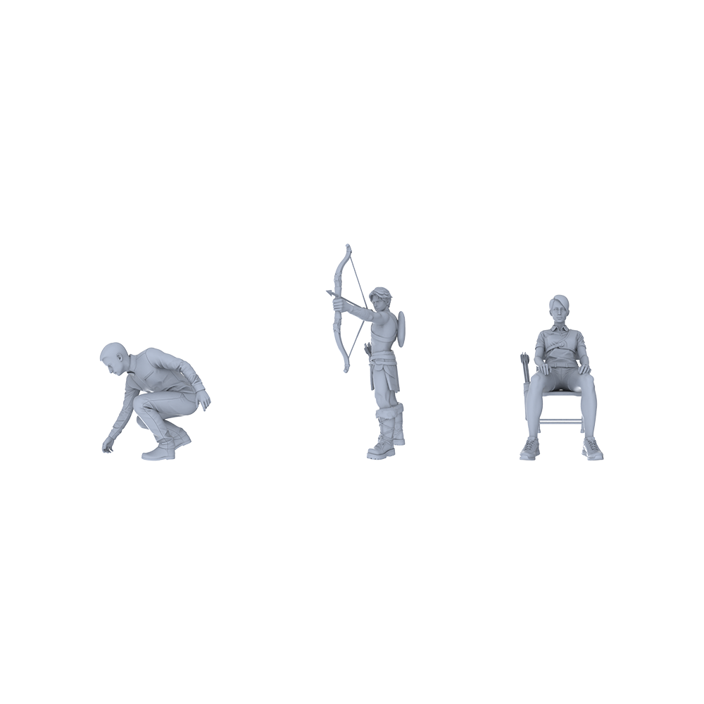 Yao's Studio LYTR143   Outdoor Adventure & Archery Scene Resin Miniature Model 3-Figure Set - Adventurer & Archer Figures Unpainted DIY Model Painting Outdoor Scene Decor 1set 3D Printed Resin Model Kit by SSMODEL