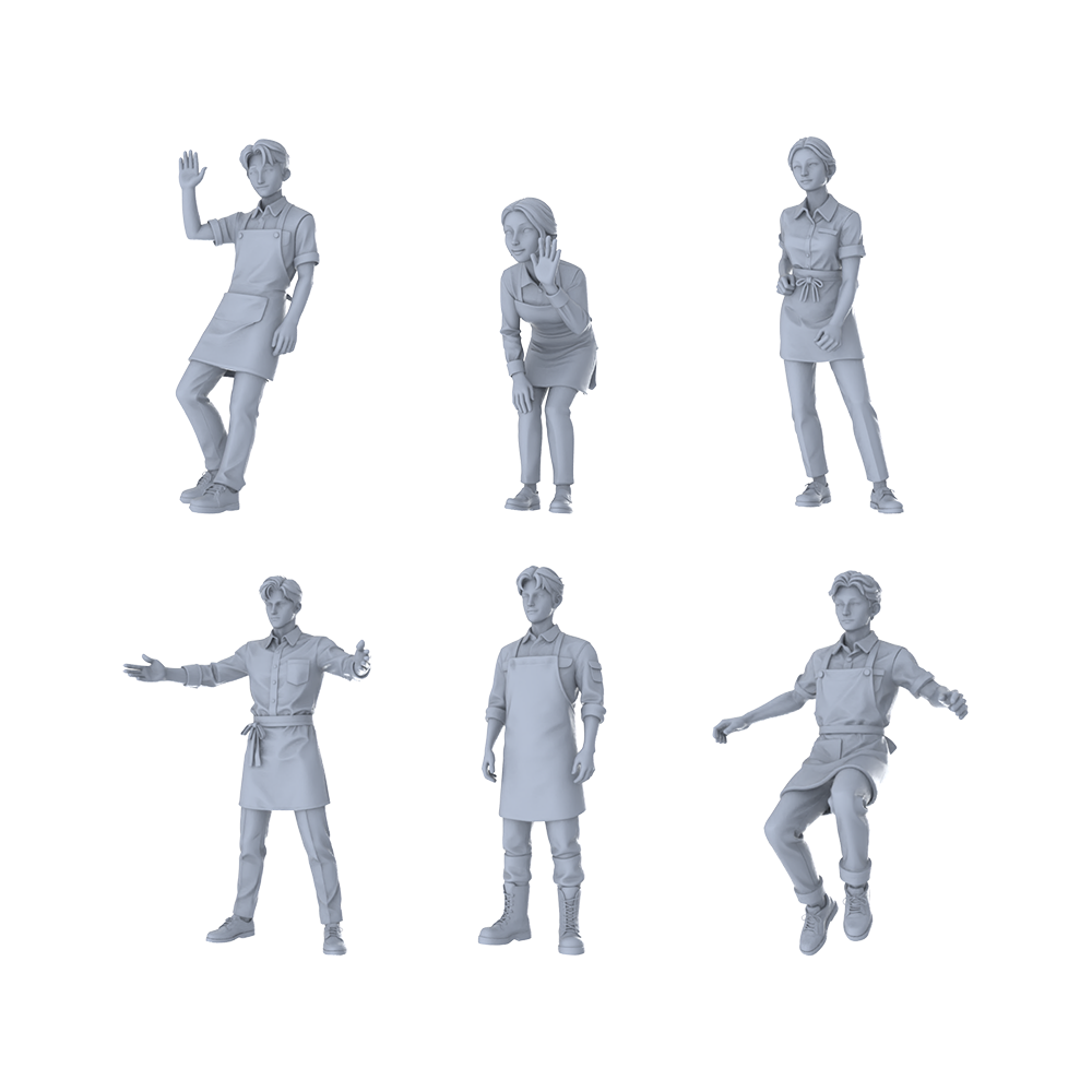 Yao's Studio LYTR281 Unpainted Miniature 6-Piece Food Service Set, Ideal for Diorama & Street Scene Painting Miniatures Diorama Resin Figures 3D Printed Resin Model Kit by SSMODEL