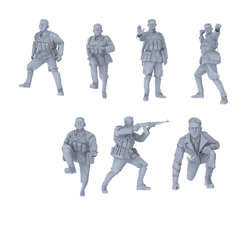 MRY-SFW LYGR519 Historical People's Liberation Army Seven-Person Battle Group 3D Printed Resin Model Kit by SSMODEL