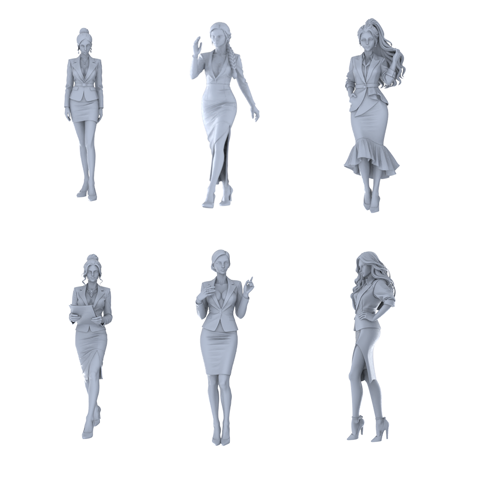 MRY-SFW LYTR705 Modern Figure Professional Businesswoman Elite 6 pcs Miniature Car Diorama Figures Scene Props Accessories Resin 3D Printed Resin Model Kit by SSMODEL