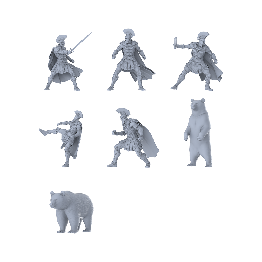 MRY-SFW LYGR357 Ancient Spartan Seven-Person Hunting Move 3D Printed Resin Model Kit by SSMODEL