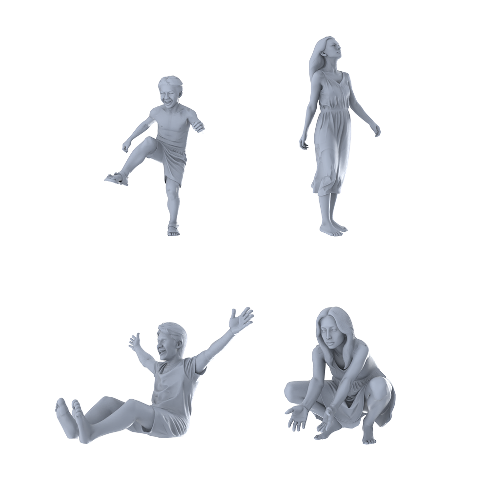 MRY-SFW LYTR430 Summer Fun Quartet 4-Figure Set,  Outdoor Leisure, DIY Paintingation Miniature Car Diorama Figures Scene Props Accessories Resin 3D Printed Resin Model Kit by SSMODEL