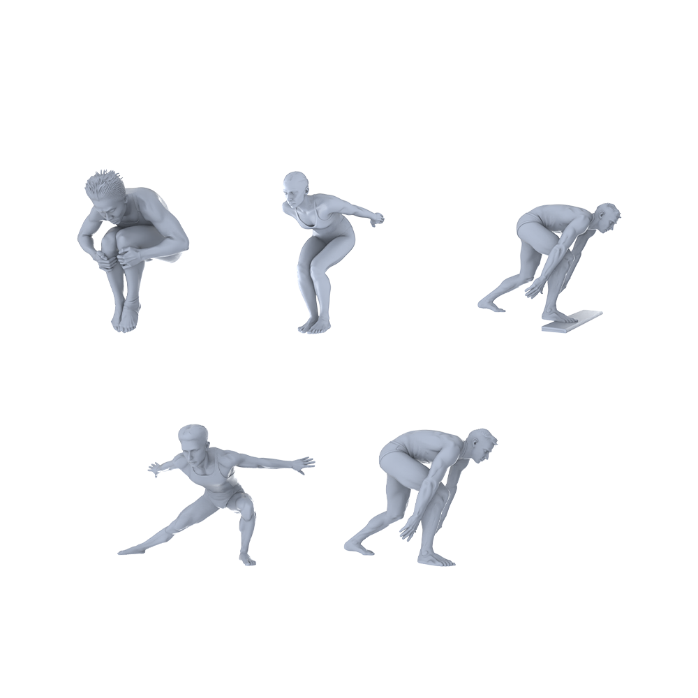 MRY-SFW LYTR481 Modern Pool Athletes Diving Group of 5 Miniature Car Diorama Figures Scene Props Accessories Resin 3D Printed Resin Model Kit by SSMODEL