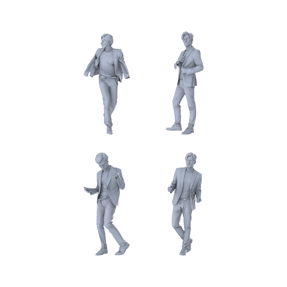 MRY-SFW LYTR462 Modern Urban Trendsetting Men Casual Poses Quartet 3D Printed Resin Model Kit by SSMODEL