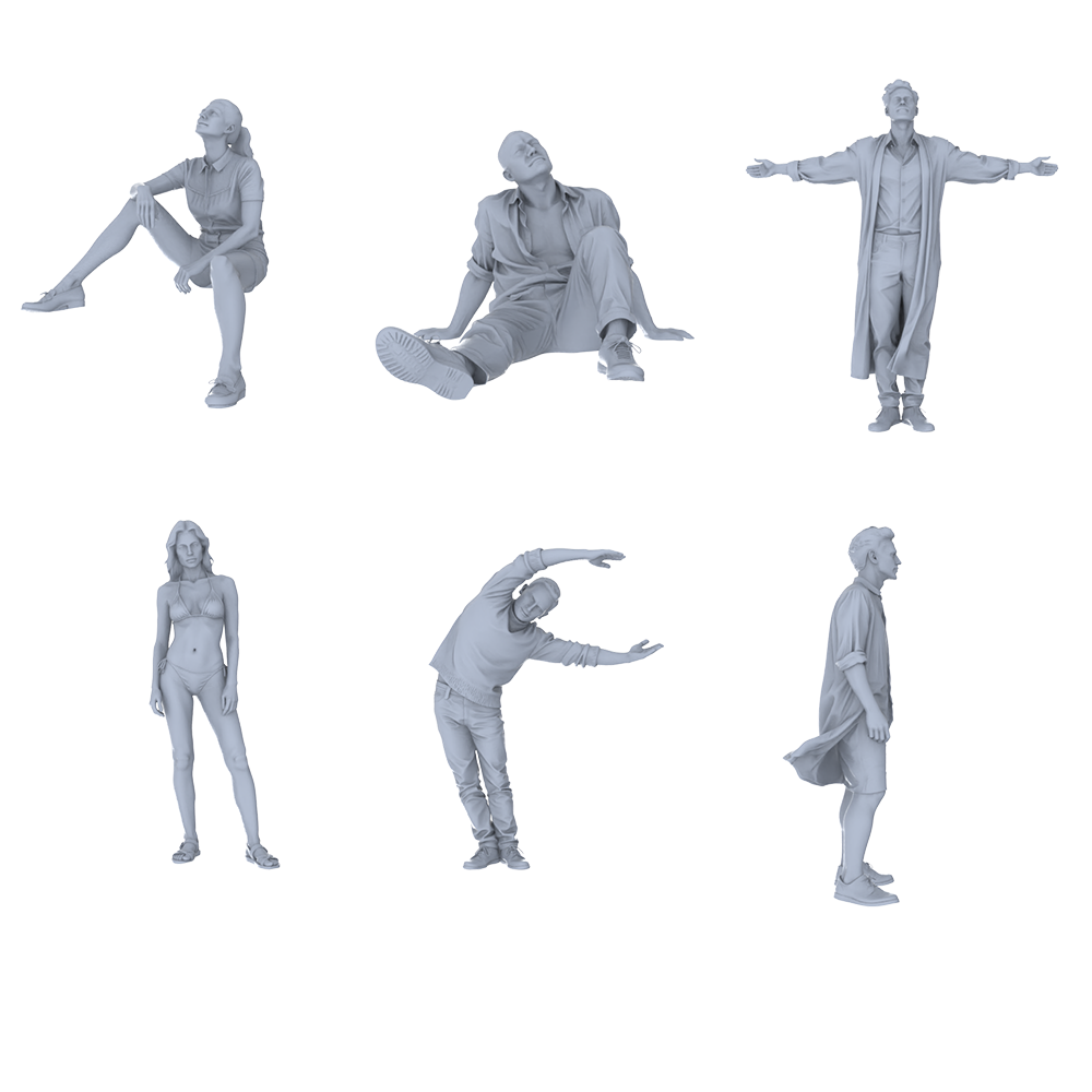 MRY-SFW LYTR720 Modern Multi-scene Figure 6 pcs Miniature Car Diorama Figures Scene Props Accessories Resin 3D Printed Resin Model Kit by SSMODEL