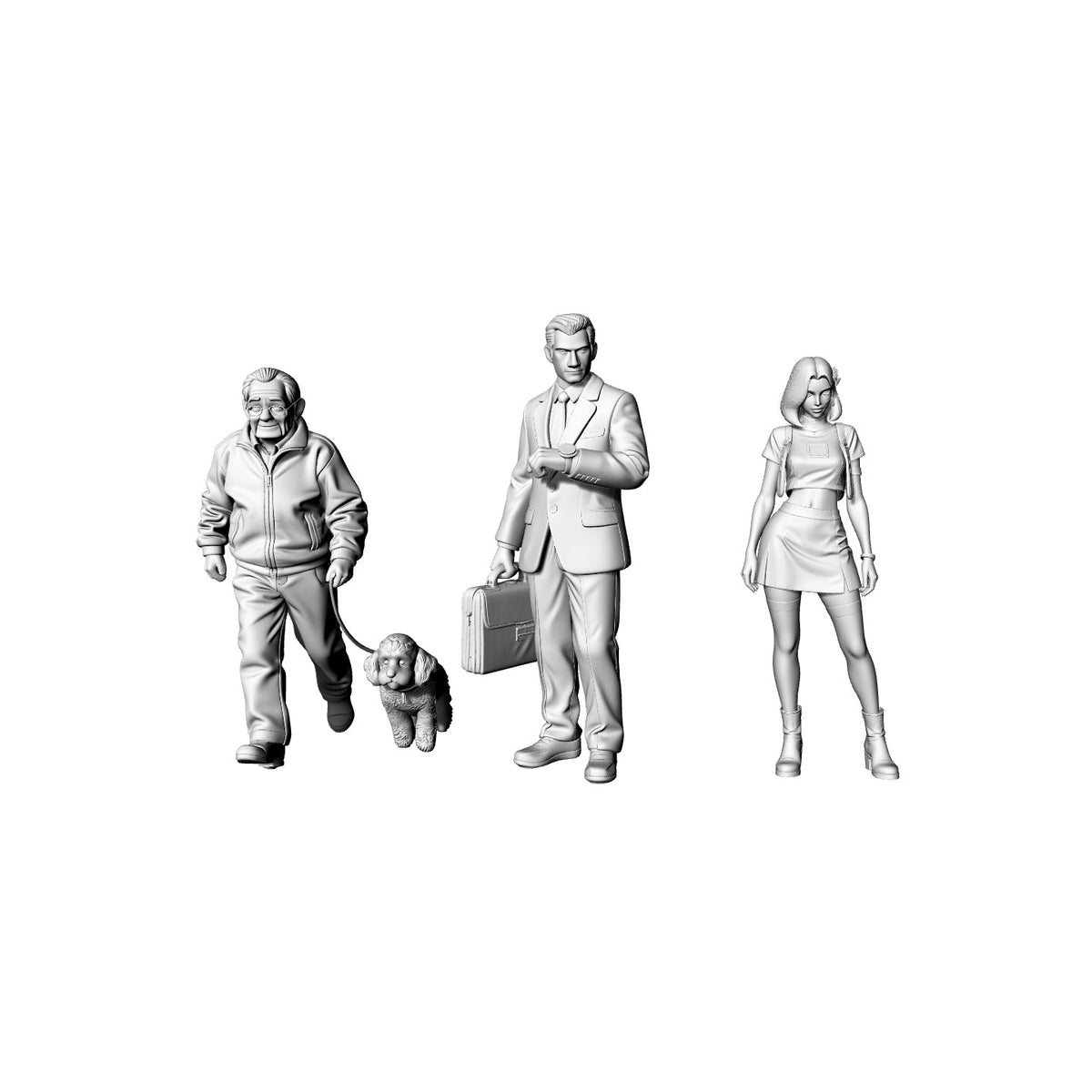 Yao's Studio LYTR071   Urban Life Scene 3-Pack 3D Print Model, Unpainted City People Figures, DIY Painting Kit 1set 3D Printed Resin Model Kit by SSMODEL