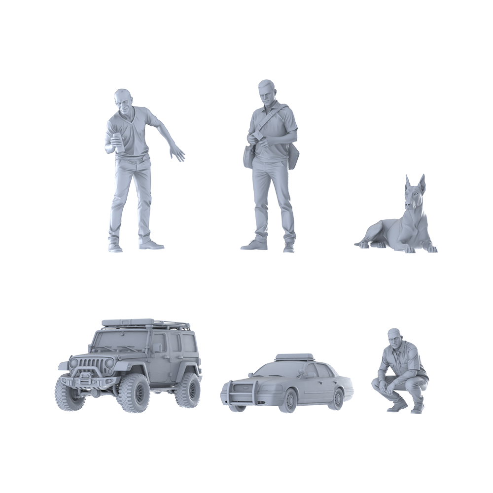 MRY-SFW LYGR247 Modern urban armed six-man team, cover theme 3D Printed Resin Model Kit by SSMODEL