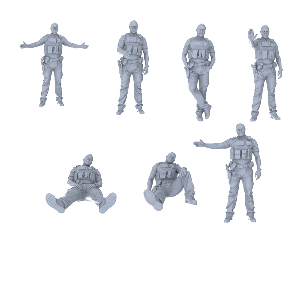 MRY-SFW LYGR567 Modern US Police Seven-Person Daily Routine 2 3D Printed Resin Model Kit by SSMODEL