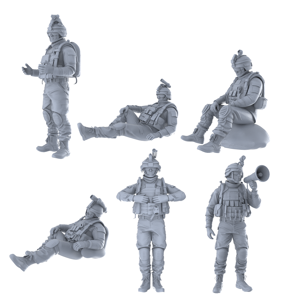 MRY-SFW LYGR466 Modern U.S. Army (Cement Unit) Six-Person Daily Routine 2 3D Printed Resin Model Kit by SSMODEL