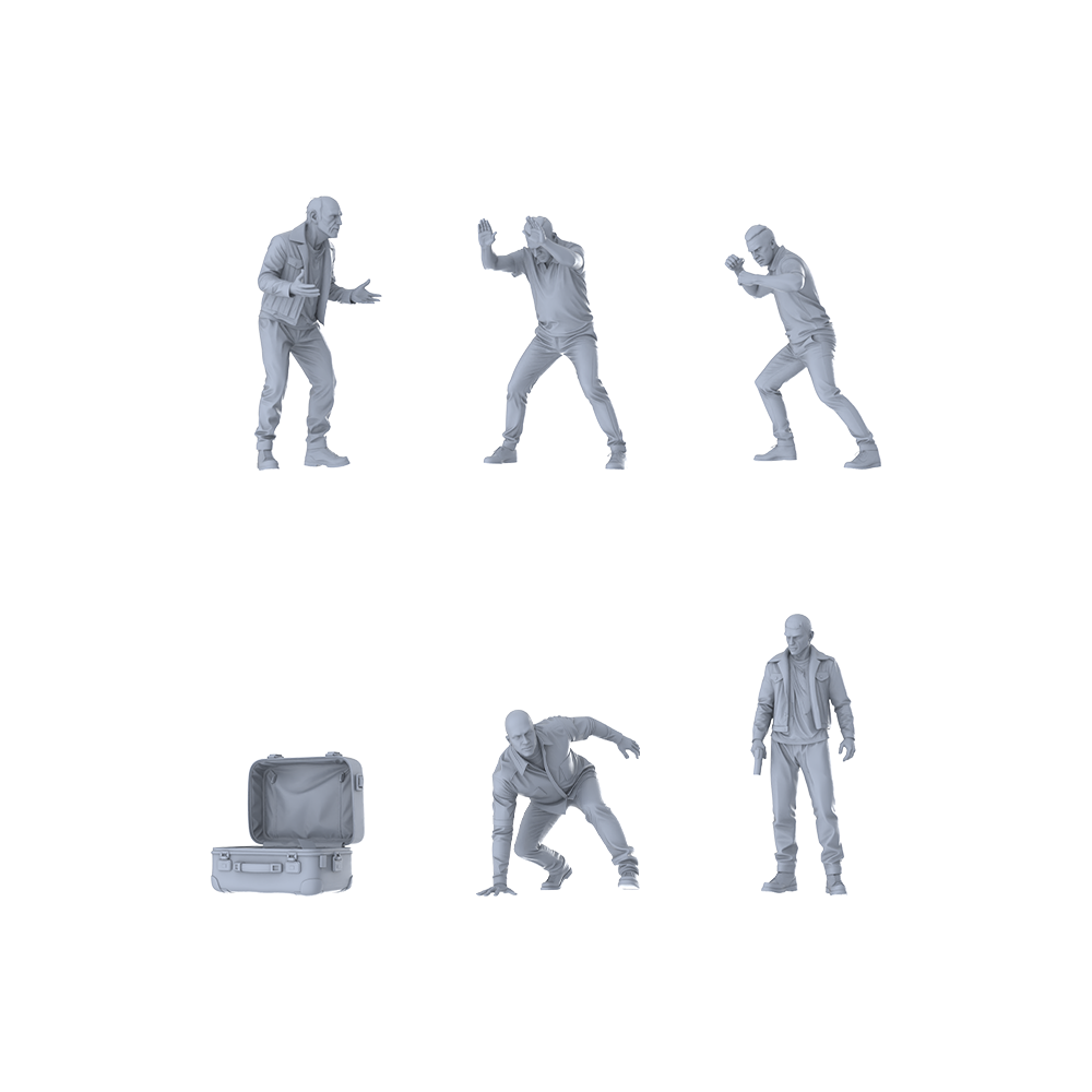 MRY-SFW LYGR258 Modern urban three people and one dog six-man group battle 3D Printed Resin Model Kit by SSMODEL