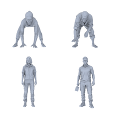 MRY-SFW LYTR785 Ground Working Figure Model 4 pcs Miniature Car Diorama Figures Scene Props Accessories Resin 3D Printed Resin Model Kit by SSMODEL