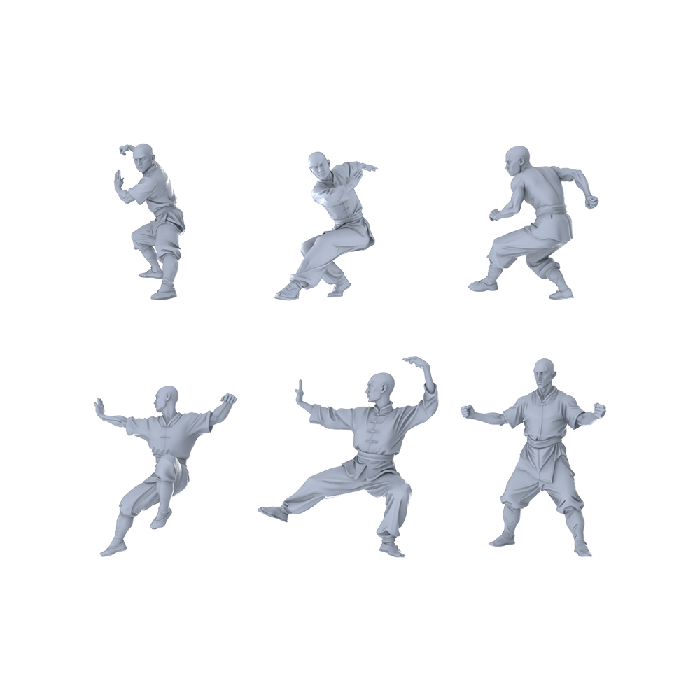 MRY-SFW LYGR237 Six Ancient Shaolin Warrior Monks Eighteen Martial Arts 2 3D Printed Resin Model Kit by SSMODEL