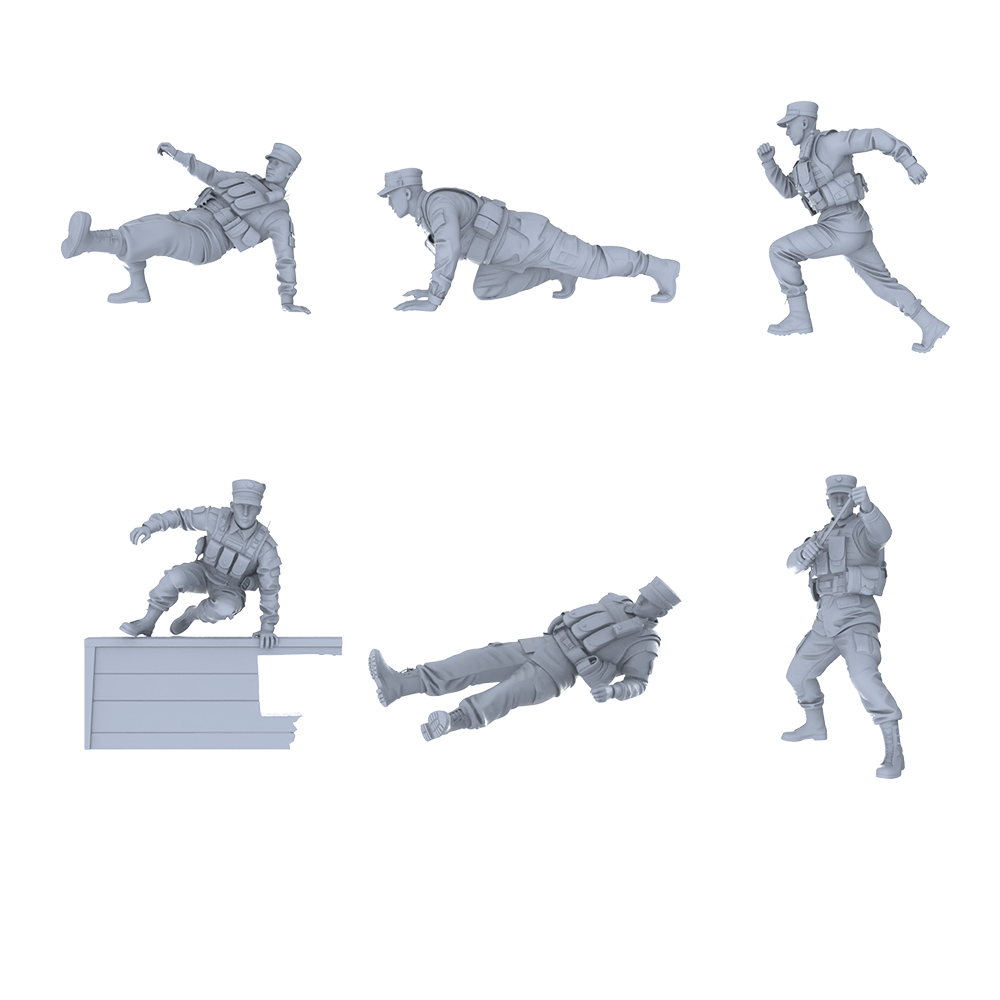 MRY-SFW LYGR527 Modern Armed Police Six-Person Training Group 3D Printed Resin Model Kit by SSMODEL