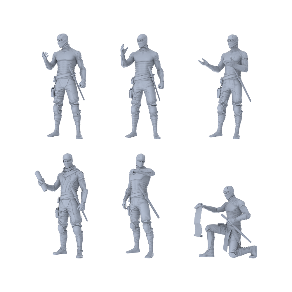 MRY-SFW LYGR209 Ninja daily action war flag resin white mold theme war game miniature soldier scene figure hand model hand painting 3D Printed Resin Model Kit by SSMODEL