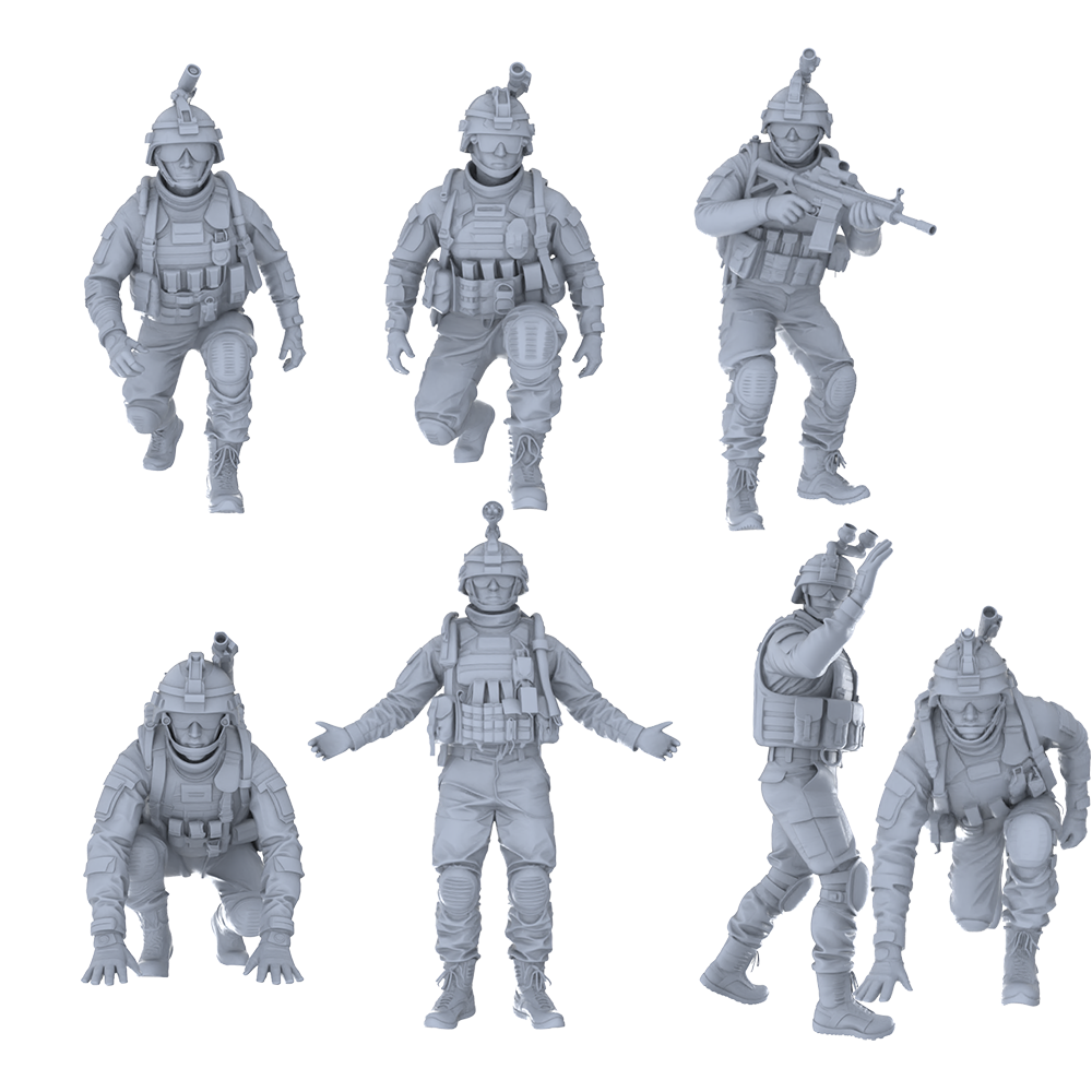 MRY-SFW LYGR467 Modern U.S. Army (Cement Unit) Seven-Person Combat Readiness Move 3D Printed Resin Model Kit by SSMODEL