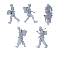 MRY-SFW LYTR784 Load Bearing Laboring Figure 5 pcs Miniature Car Diorama Figures Scene Props Accessories Resin 3D Printed Resin Model Kit by SSMODEL