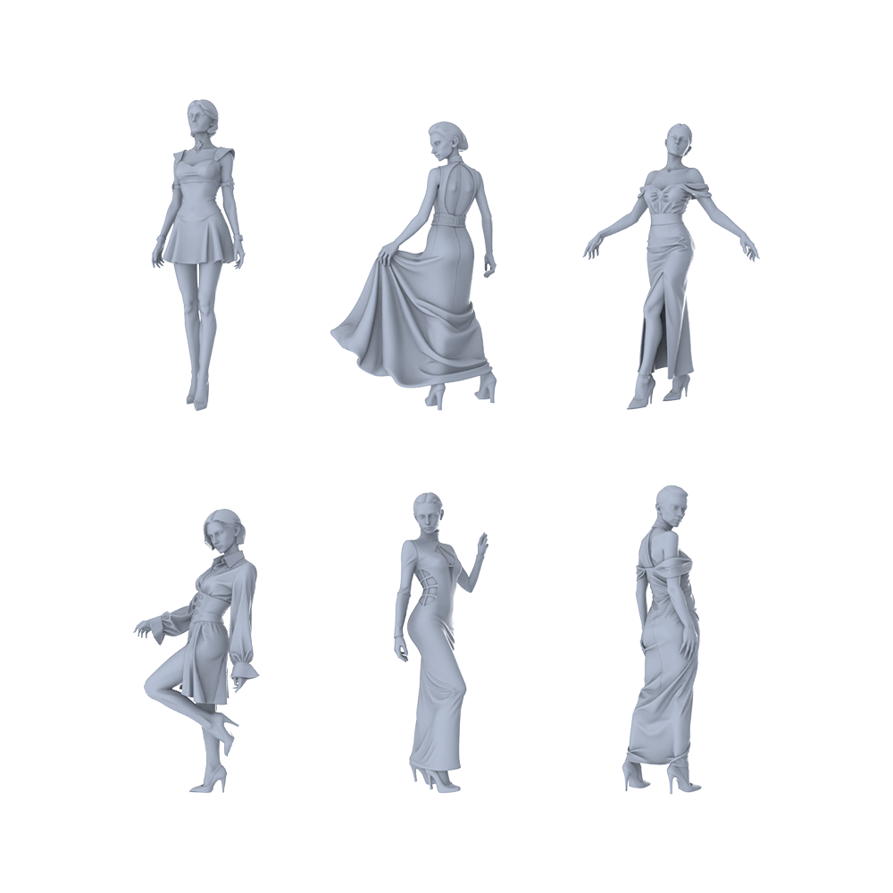 MRY-SFW LYTR508 Modern Urban Fashion Women Evening Wear Group of 6 Miniature Car Diorama Figures Scene Props Accessories Resin 3D Printed Resin Model Kit by SSMODEL