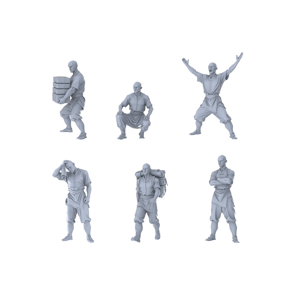 Detail view of MRY-SFW LYGR233 Daily Movements of the Six Ancient Shaolin Warrior Monks Model