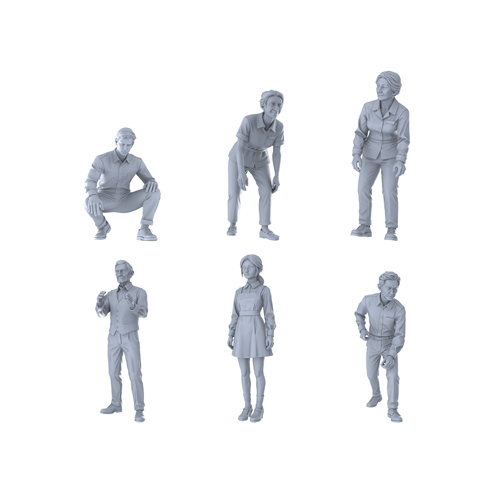 Yao's Studio LYTR280 Unpainted Miniature 6-Piece Life People Set, Ideal for Diorama & Sandtable Painting Miniatures Diorama Resin Figures 3D Printed Resin Model Kit by SSMODEL