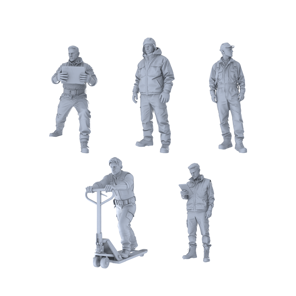 MRY-SFW LYTR564 Modern Casual Workwear People Pose Group of 6 Miniature Car Diorama Figures Scene Props Accessories Resin 3D Printed Resin Model Kit by SSMODEL