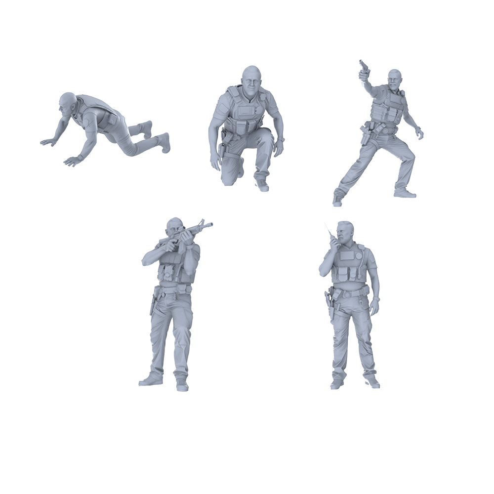 MRY-SFW LYGR564 Modern US Police Five-Person Battle Group 3D Printed Resin Model Kit by SSMODEL