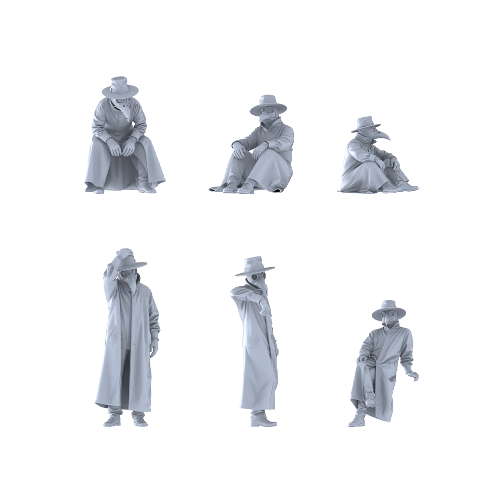 MRY-SFW LYGR413 Medieval Plague Doctor Six-Person Rest 3D Printed Resin Model Kit by SSMODEL