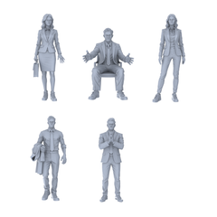 MRY-SFW LYTR695 Modern Figure Office Worker Business 5 pcs Miniature Car Diorama Figures Scene Props Accessories Resin 3D Printed Resin Model Kit by SSMODEL