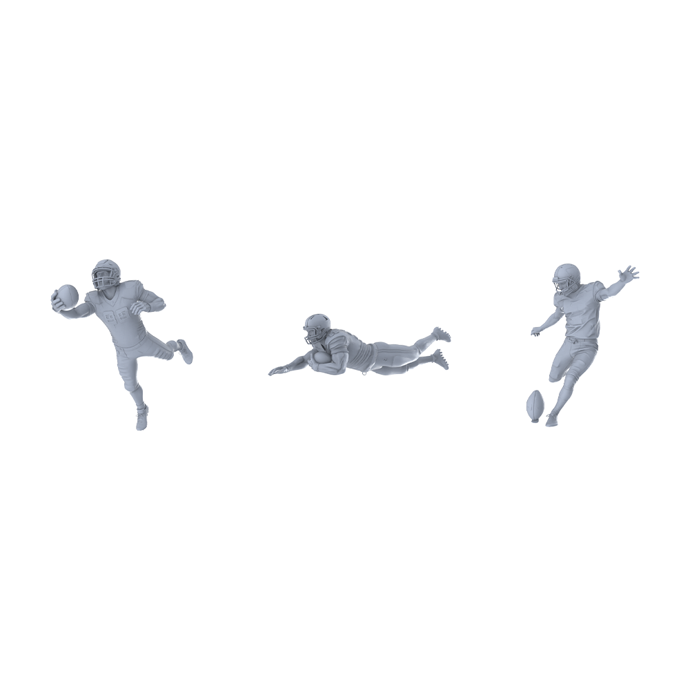 Yao's Studio LYTR303  Unpainted Football Player Miniatures 3-Pack | For Diorama, Wargaming & Painting Miniatures Diorama Resin Figures 3D Printed Resin Model Kit by SSMODEL
