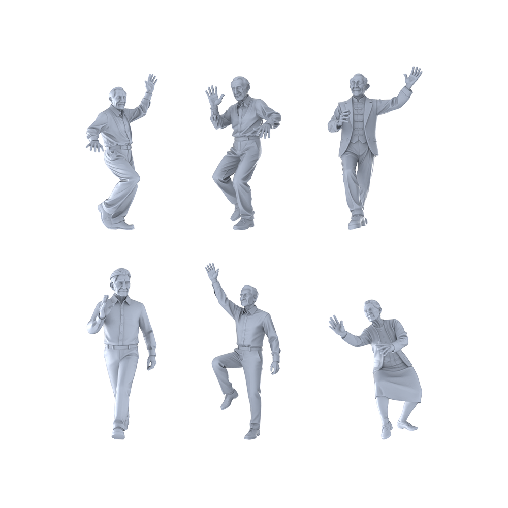 MRY-SFW LYTR504 Modern Elderly Energetic Dance Group of 6  Miniature Car Diorama Figures Scene Props Accessories Resin 3D Printed Resin Model Kit by SSMODEL