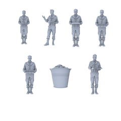 MRY-SFW LYGR503  WWII U.S. Army Mess Hall Seven-Person Group 3D Printed Resin Model Kit by SSMODEL