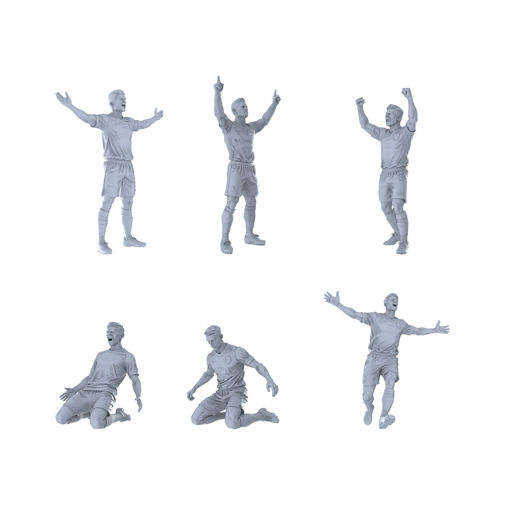 Yao's Studio LYTR268 Unpainted Miniature Football Celebration 6-Pack for Diorama & Painting Miniatures Diorama Resin Figures 3D Printed Resin Model Kit by SSMODEL