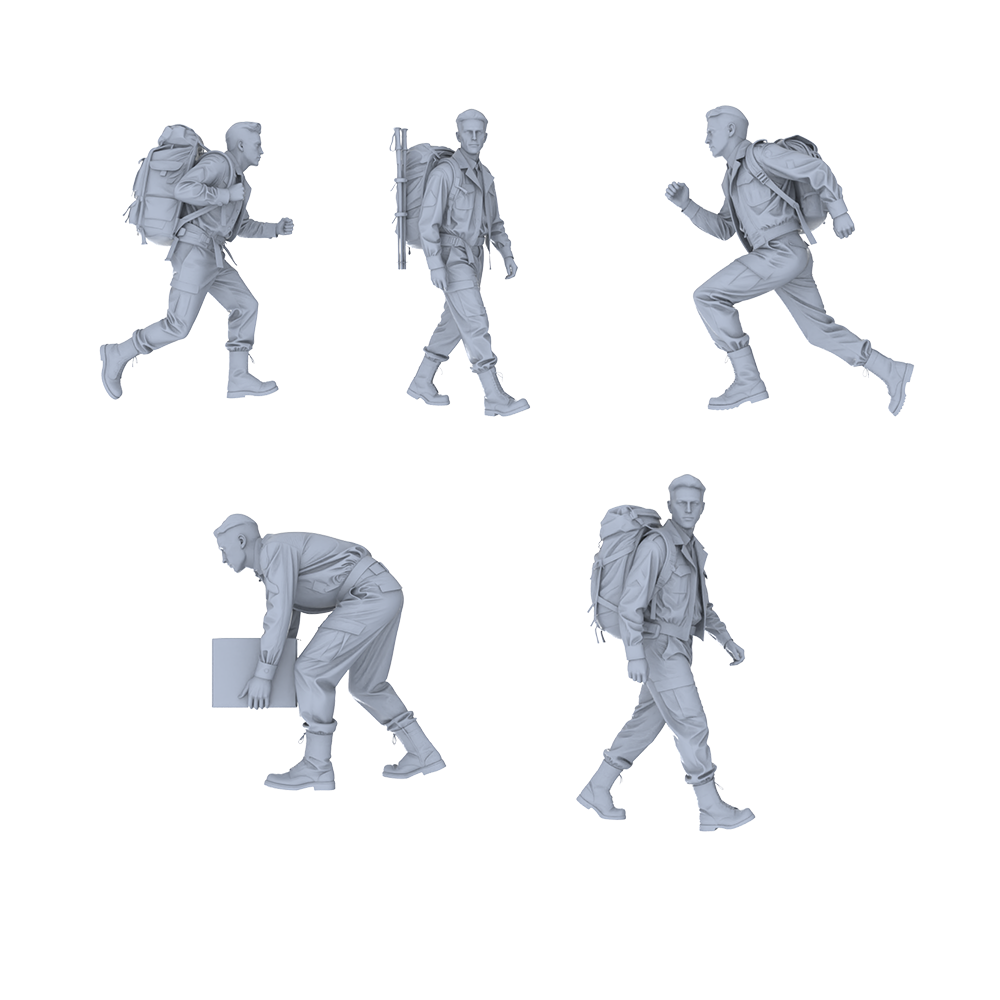MRY-SFW LYGR502 WWII U.S. Army Five-Person Carrying 3D Printed Resin Model Kit by SSMODEL