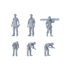 MRY-SFW LYTR598 Modern Workwear Style Multi-Pose Male Six-Person Set Miniature Car Diorama Figures Scene Props Accessories Resin 3D Printed Resin Model Kit by SSMODEL