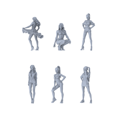 Detail view of MRY-SFW LYTR638 Modern Sexy Hot Girl Style Young Female Multi-Pose Six-Person Set Miniature Car Diorama Figures Scene Props Accessories Resin Model