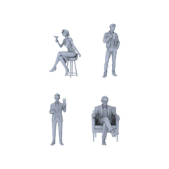 Yao's Studio LYTR214  Unpainted Miniature 4-Piece Set - Cocktail Party & Bar Scene Models for Realistic Dioramas Miniatures Diorama Resin Figures 3D Printed Resin Model Kit by SSMODEL