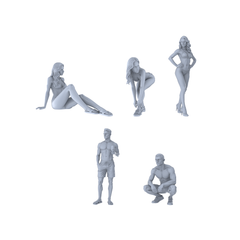 MRY-SFW LYTR415 Beach Vibe Quintet 5-Figure Set,  Coastal Leisure, DIY Paintingation Miniature Car Diorama Figures Scene Props Accessories Resin 3D Printed Resin Model Kit by SSMODEL