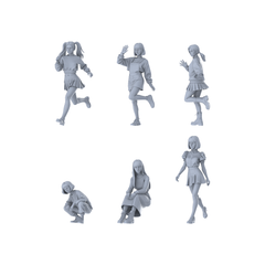 MRY-SFW LYTR645 Modern Youthful Girl Style Young Female Multi-Pose Six-Person Set Miniature Car Diorama Figures Scene Props Accessories Resin 3D Printed Resin Model Kit by SSMODEL