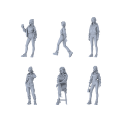 MRY-SFW LYTR640 Modern Street Casual Style Young Female Multi-Pose Six-Person Set Miniature Car Diorama Figures Scene Props Accessories Resin 3D Printed Resin Model Kit by SSMODEL