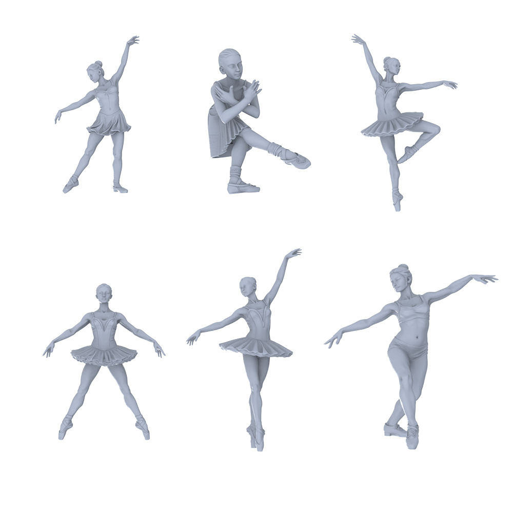 MRY-SFW LYTR748 Modern Ballet Dance Figure 6 pcs Miniature Car Diorama Figures Scene Props Accessories Resin 3D Printed Resin Model Kit by SSMODEL