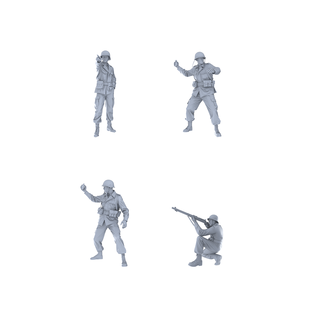 MRY-SFW LYGR188 WWII US Army Combat Wargame Resin Blank Model Miniature Scene Figure Hand Model Hand Painted 3D Printed Resin Model Kit by SSMODEL