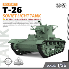 SSMODEL 597 Military Armoured Model Kit Soviet T-26 Light Tank 3D Printed Resin Model Kit by SSMODEL