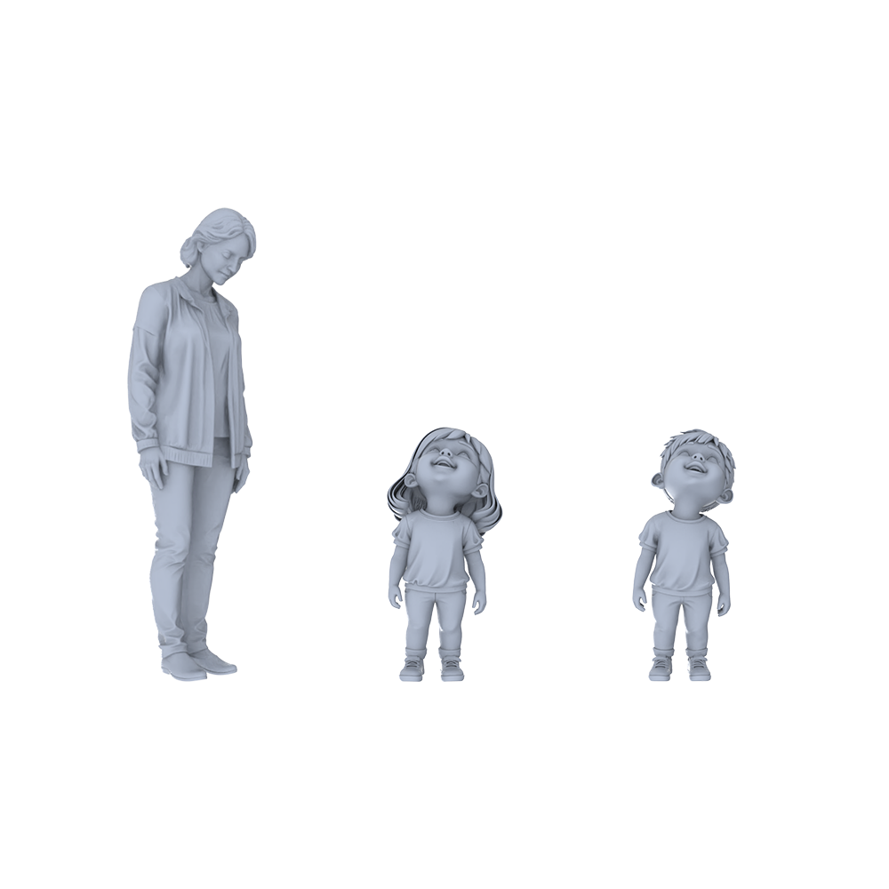 Yao's Studio LYTR208  Unpainted Miniature 3-Piece Set - Parent-Child Interaction Scene Figures for Diorama & Painting Miniatures Diorama Resin Figures 3D Printed Resin Model Kit by SSMODEL