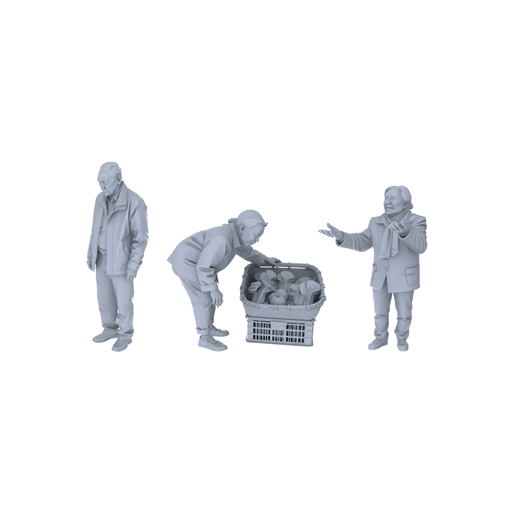 Yao's Studio LYTR184 Marketplace Elderly Figures Resin Miniature Model 3-Figure Set, Unpainted Street Life Figures, DIY Painting Scene Decoration Miniatures Diorama Resin Figures 3D Printed Resin Model Kit by SSMODEL