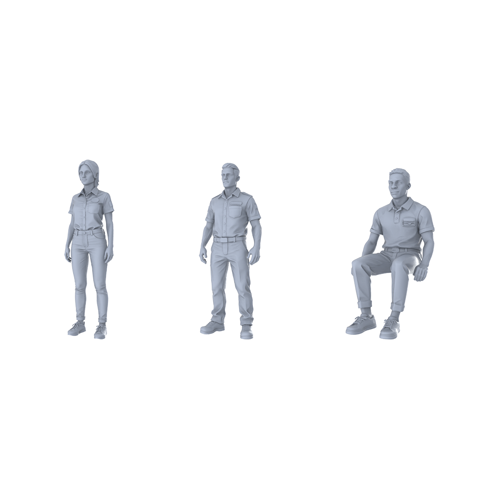 Yao's Studio LYTR307 Unpainted Casual Figures Miniatures 3-Pack | For Diorama, Hobby Painting & Scene Props Miniatures Diorama Resin Figures 3D Printed Resin Model Kit by SSMODEL