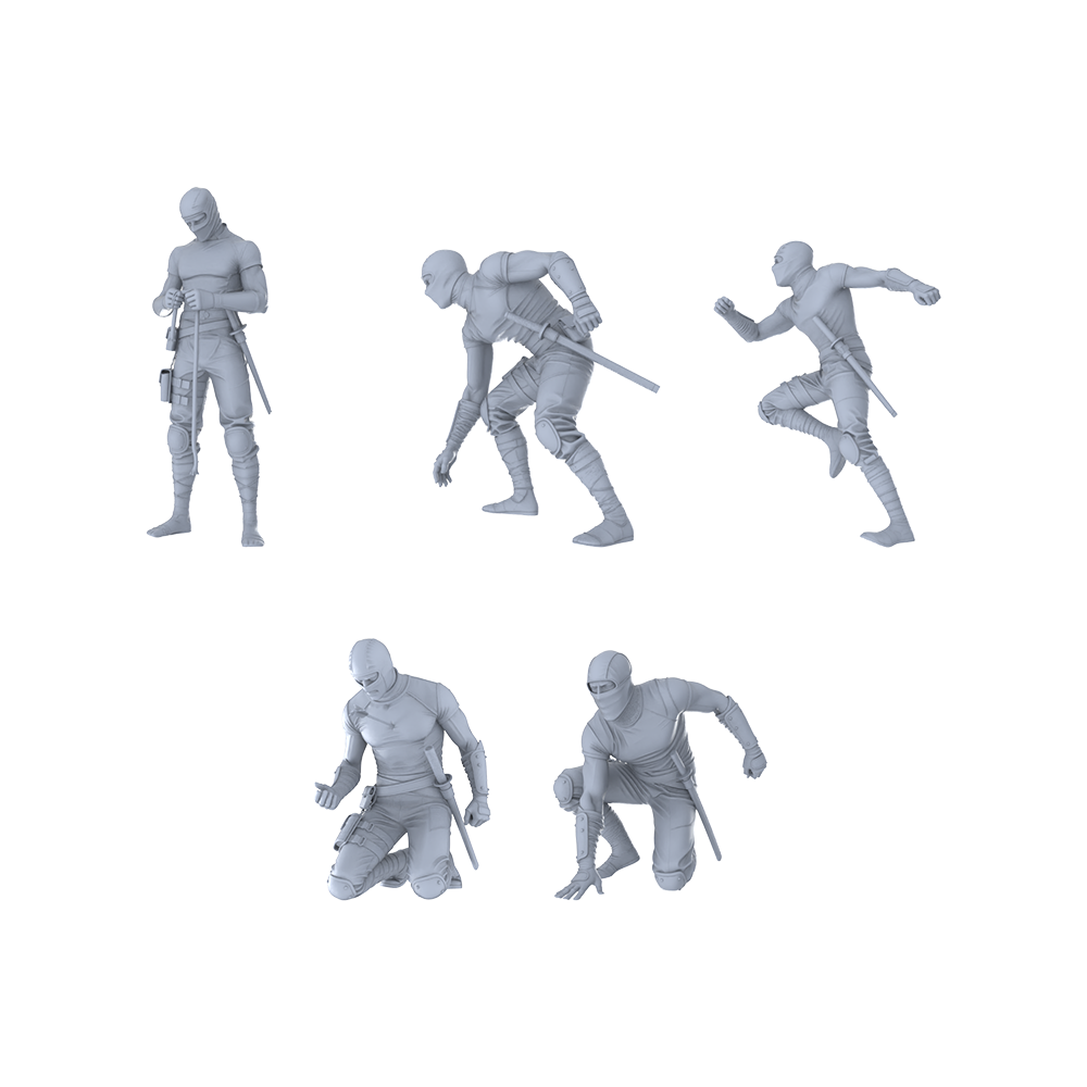 MRY-SFW LYGR210 Ninja fighting action war flag resin white mold theme war game miniature soldier scene figure hand model hand painting 3D Printed Resin Model Kit by SSMODEL