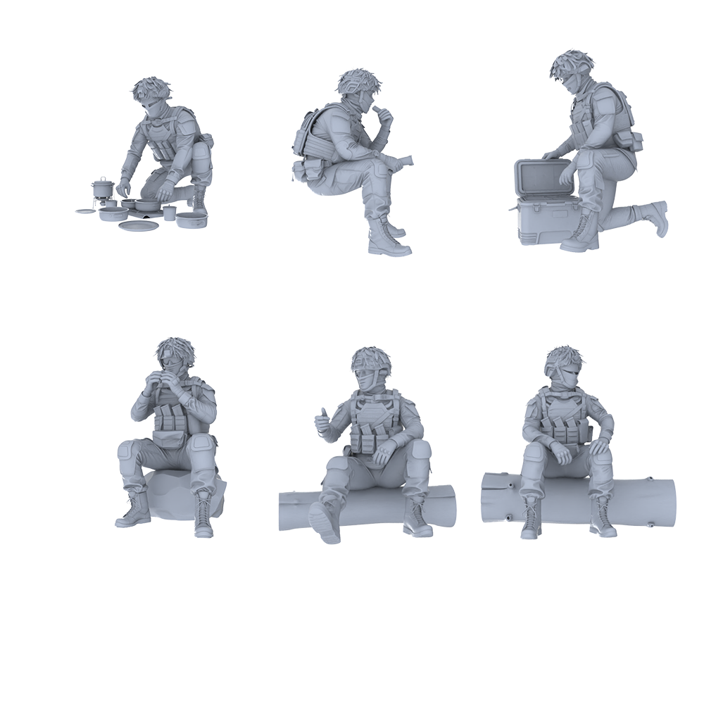 MRY-SFW LYGR538 Modern Alpha Special Forces Six-Person Picnic Group 3D Printed Resin Model Kit by SSMODEL