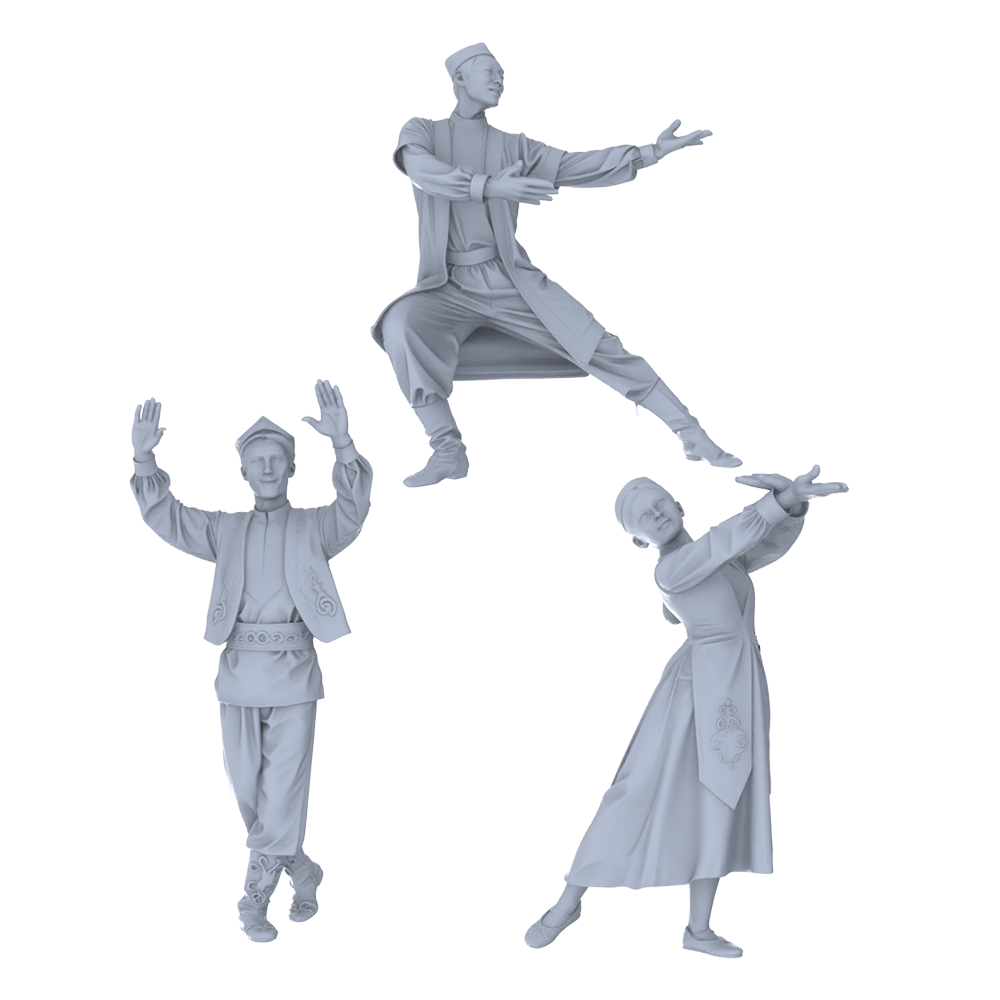 MRY-SFW LYTR762 Uyghur Traditional Dance Figure 3 pcs Miniature Car Diorama Figures Scene Props Accessories Resin 3D Printed Resin Model Kit by SSMODEL